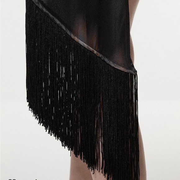 Karen Millen Black and Orange satin One Shoulder Sheath Dress - Picture 4 of 10